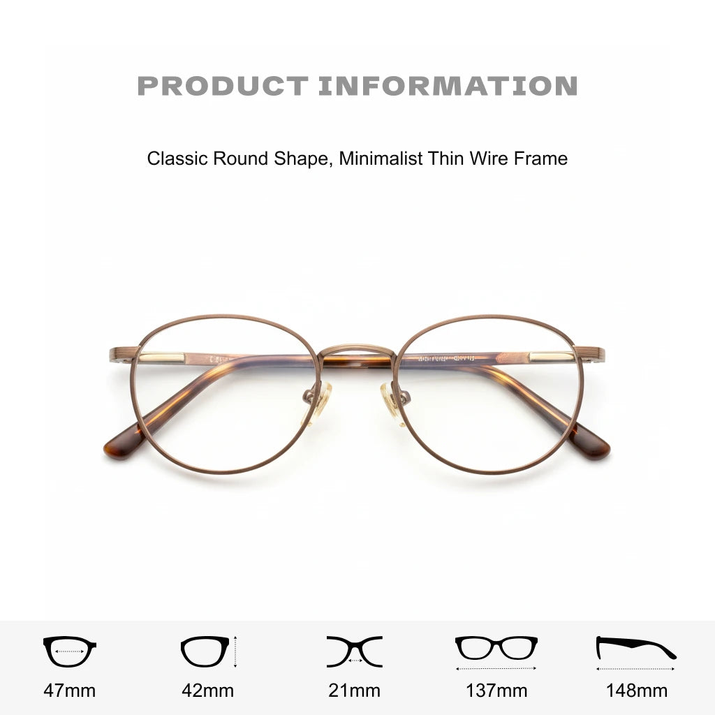 Gafas de Prescripción de Ovalo de titanio ultraligero - Retro Frames Unisex