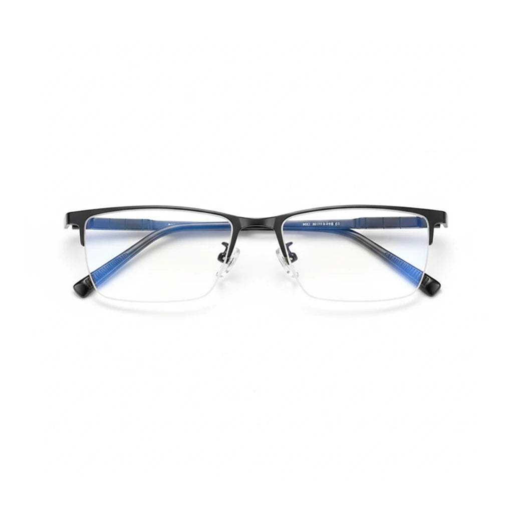 Pure Titanium Half Frame Square Eyeglasses - Business Optical Prescription Frame