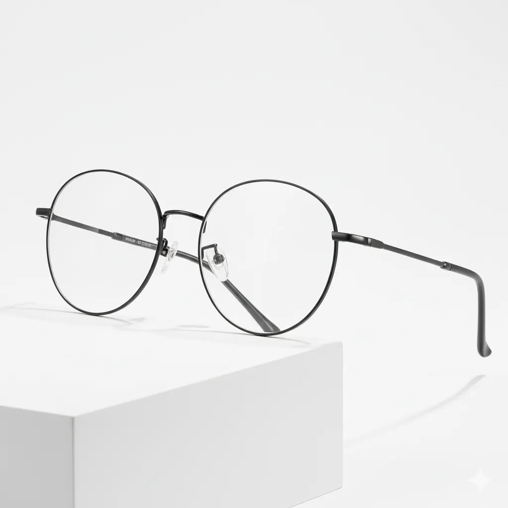 Ultra Light Retro Round Alloy Eyeglass Frames - Unisex Optical Prescription Glasses