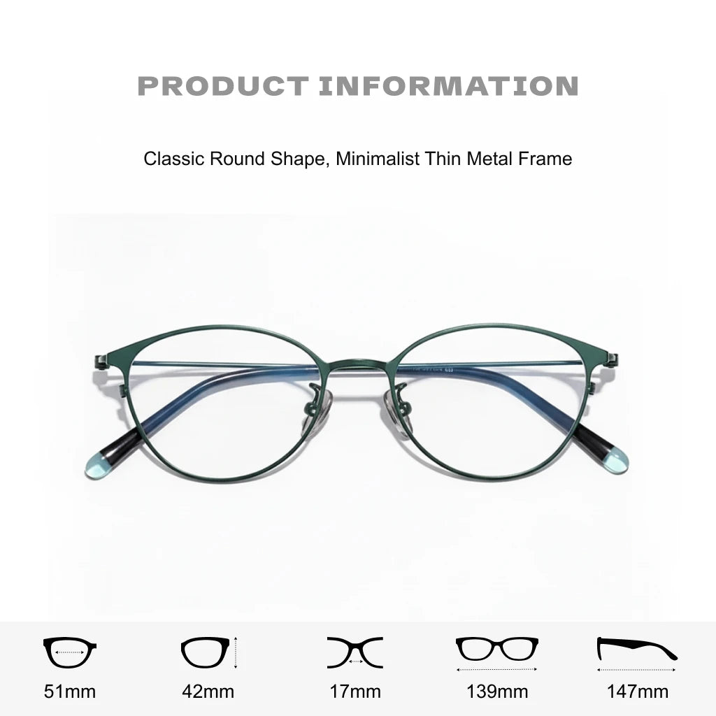 Retro Oval Titanium Eyeglass Frame - Ultra Light Prescription Ready