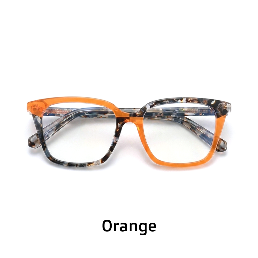 Kleine und einzigartige quadratische, gespleißte Farbbrille mit Retro-Modetrend und großem Rahmen für Pendler mit optischer Sehstärke