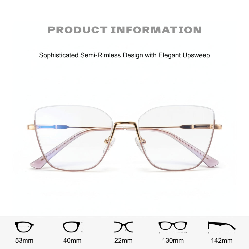 Retro Half-Frame Anti-Blue Light Eyeglasses