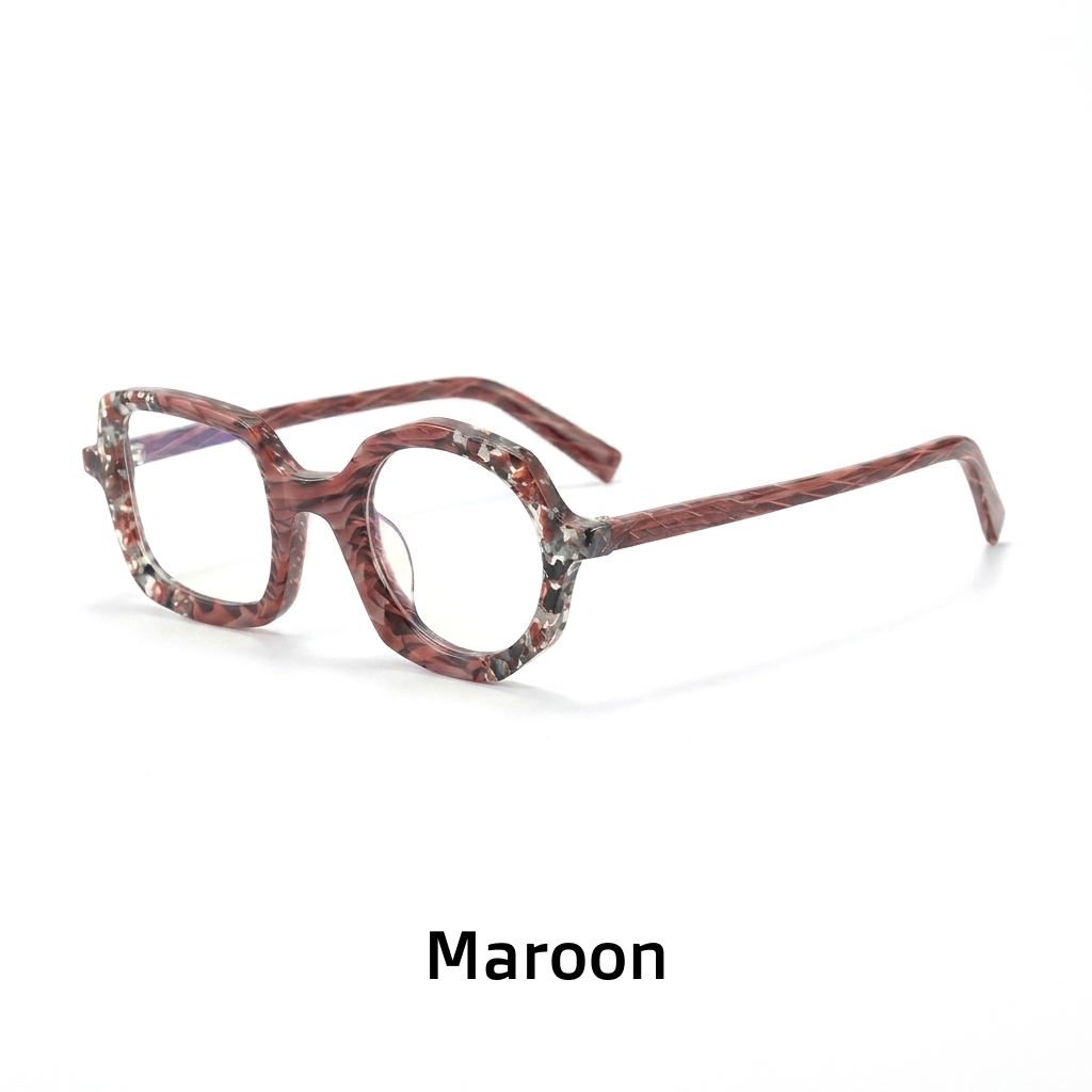 Nischenfarbe quadratischer Brillenrahmen Designer kleiner runder Rahmen Retro literarische Mode Persönlichkeit Korrektionsbrille dicker Rahmen