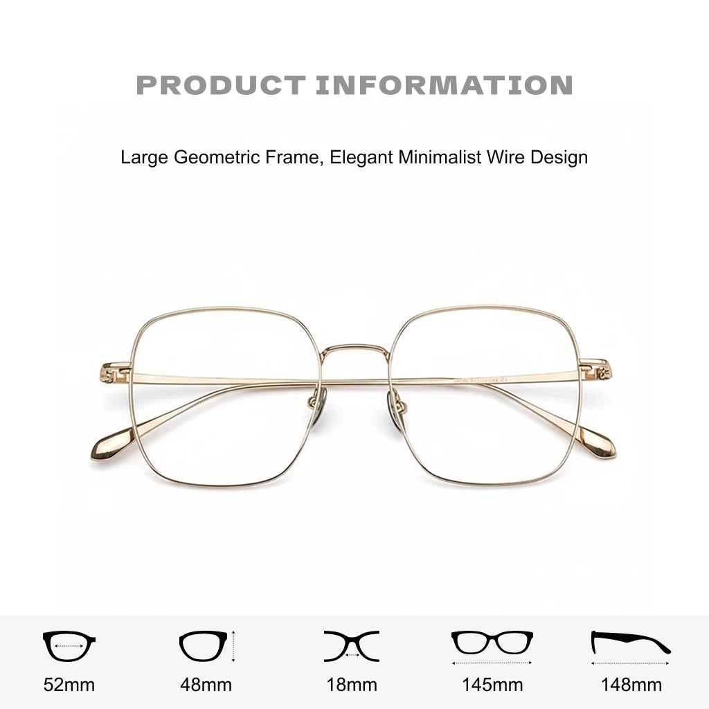 Retro Polygonal Titanium Eyeglass Frame - Unisex Optical Prescription Glasses