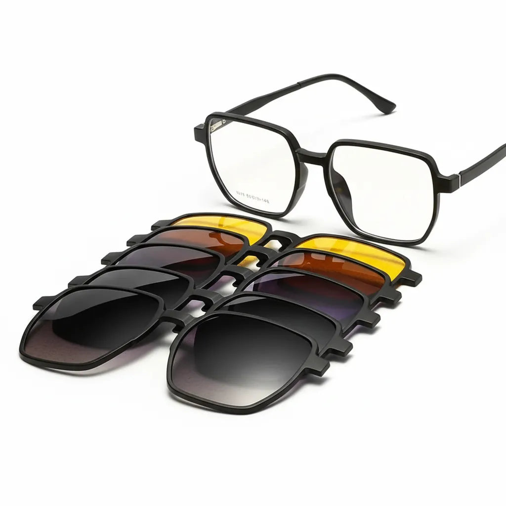 5-in-1 Magnetic Polarized Sunglasses with Clip-On Lenses