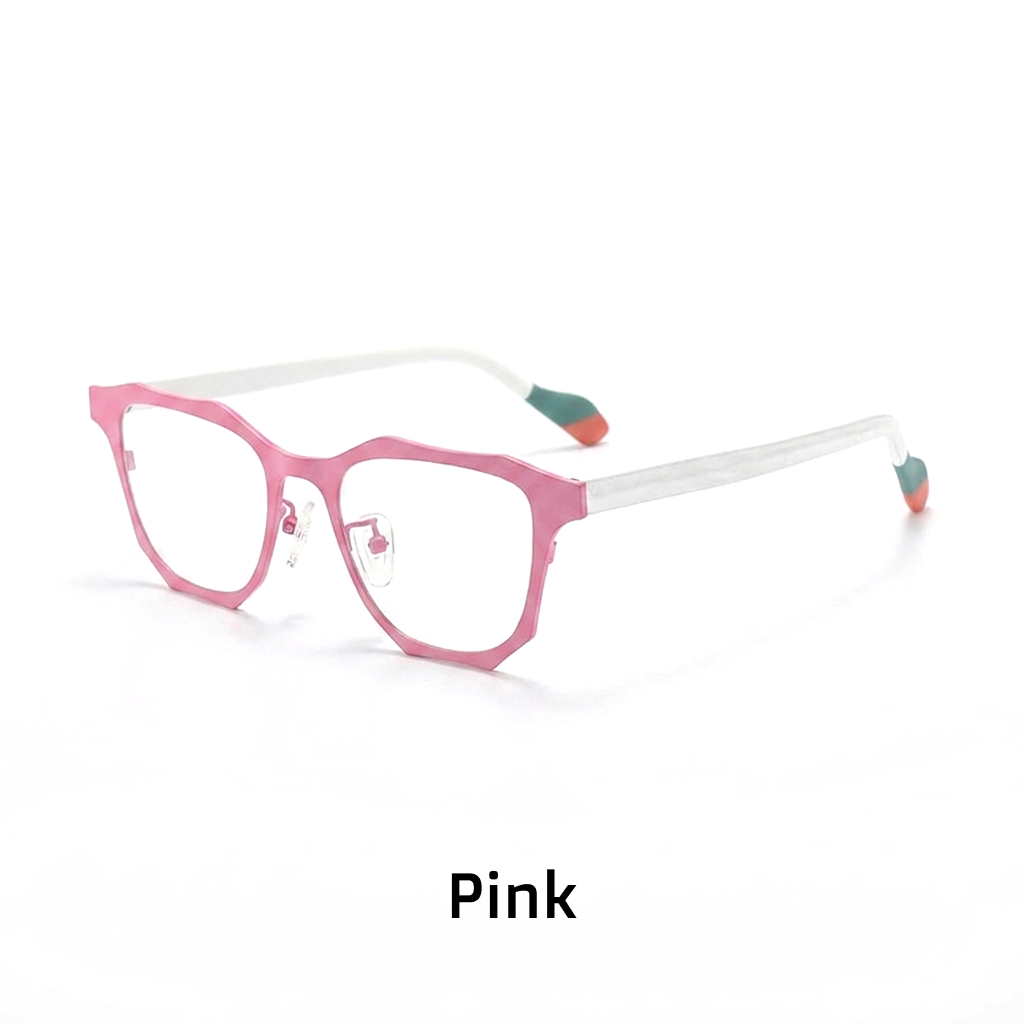 Titanium Cat-Eye Square Optical Frames