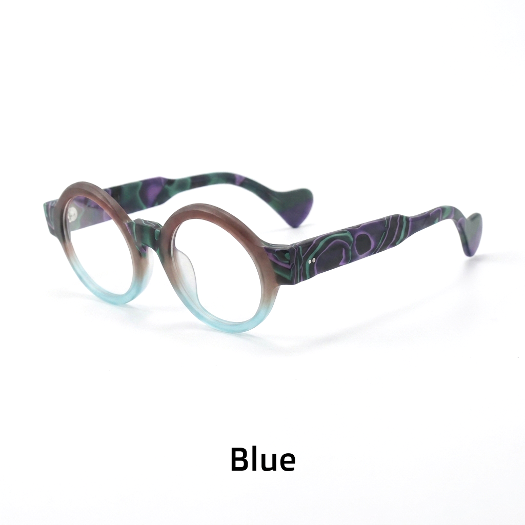Acetate Round Optical Frames – Unisex Frosted Eyeglasses