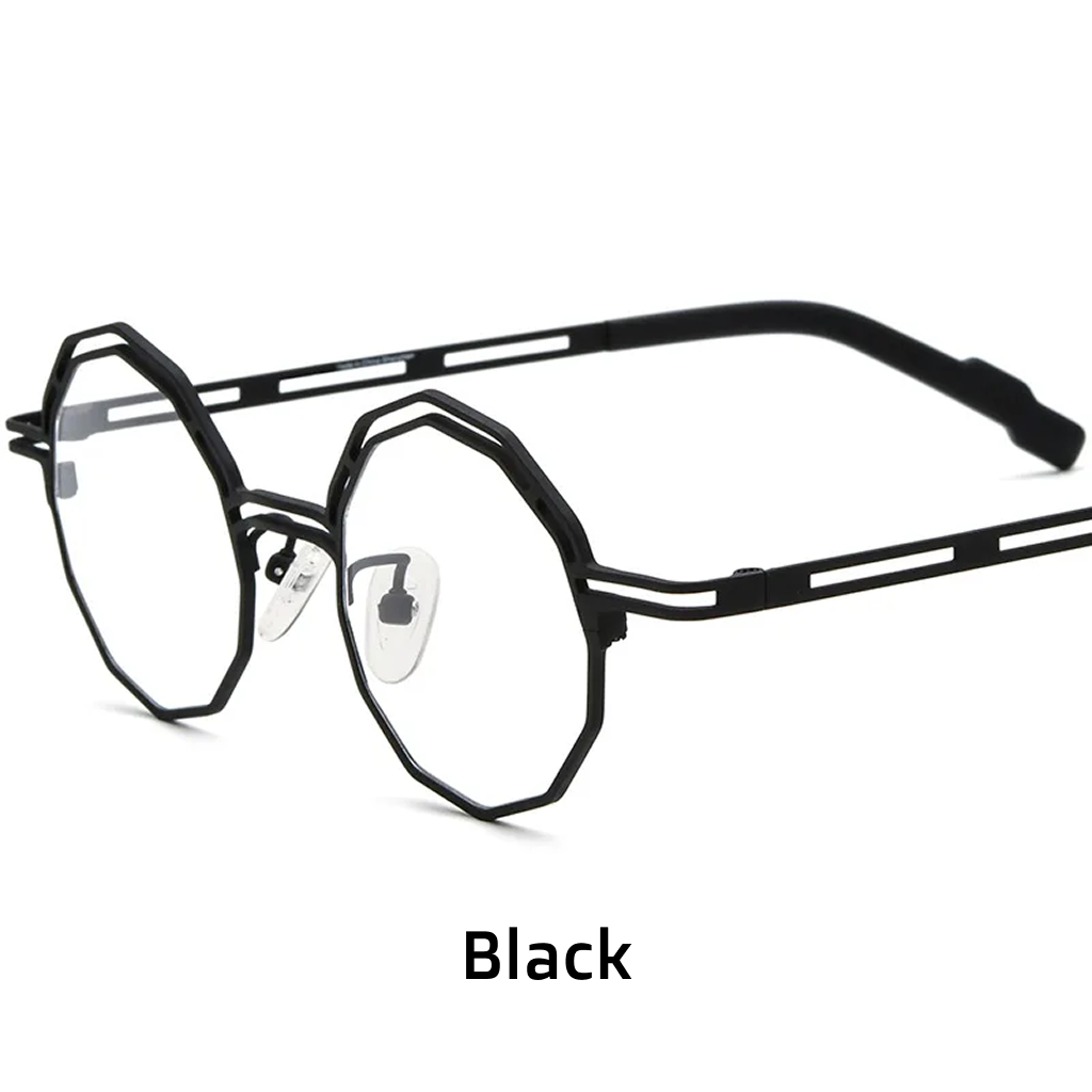Titanium Polygon Optical Frames – Unisex Color-Spliced Prescription Eyeglasses