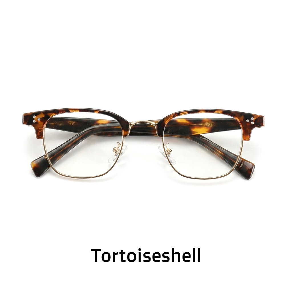 Retro Half-Frame Square Acetate Glasses