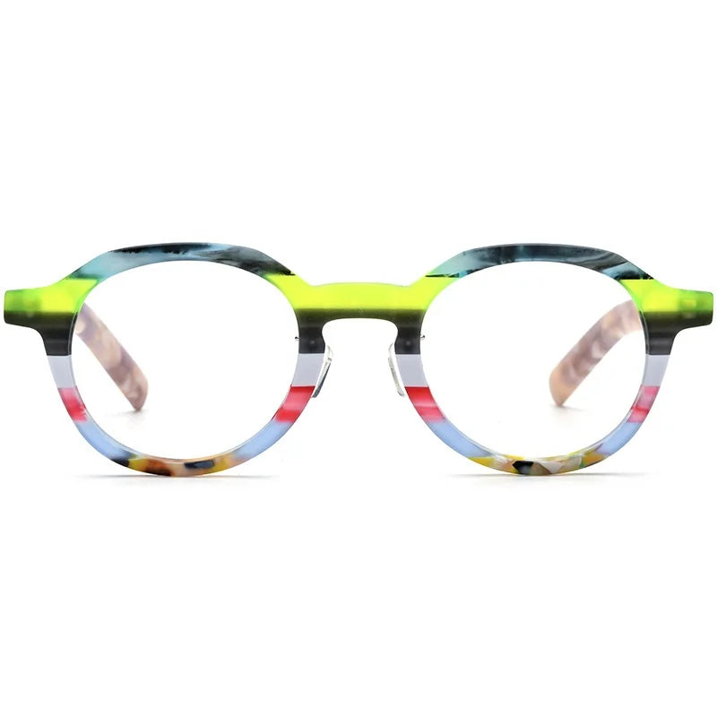 Multi-Color Patchwork Square Eyeglasses Frame - Optical Prescription