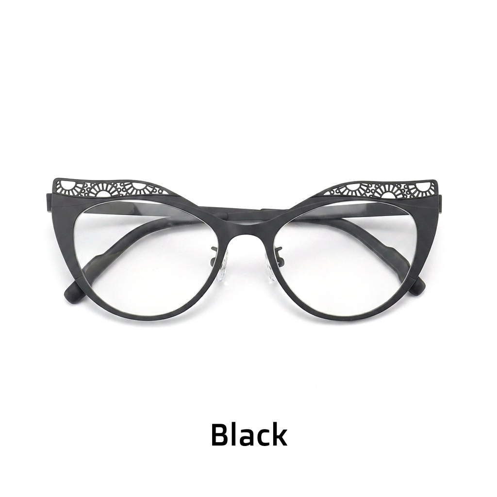 Titanium Cat Eye Optical Glasses Frame – Two-Tone Color Block Unisex