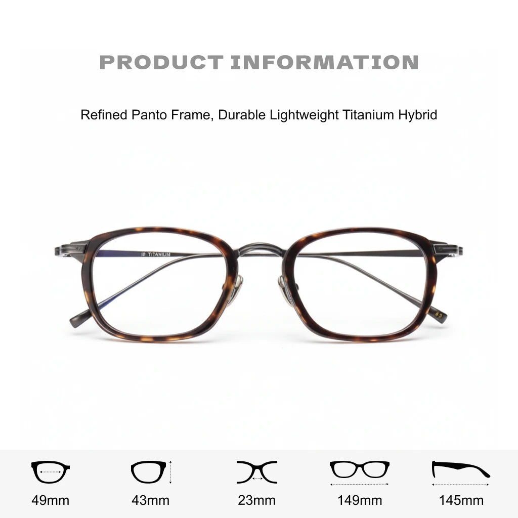 Retro Polygonal Titanium Eyeglass Frame - Anti Blue Light Optical
