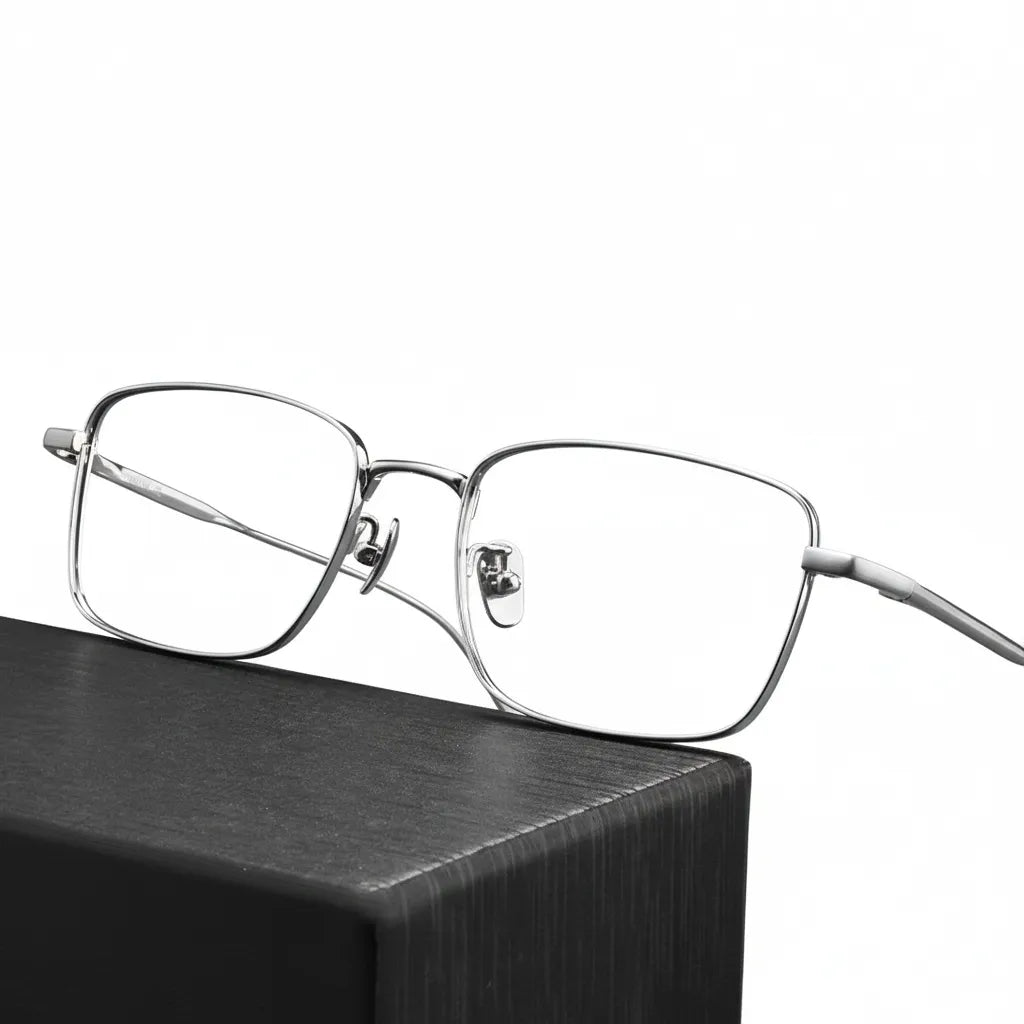 Pure Titanium Square Eyeglasses Frame - Unisex Optical