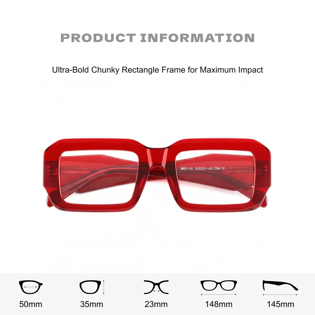 Retro Square Eyeglass Frame - Unisex Optical Prescription Glasses 1159