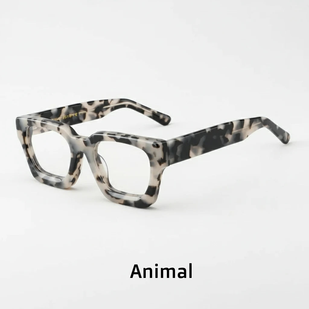 Retro Square Acetate Eyeglass Frame - Unisex Optical Prescription Glasses