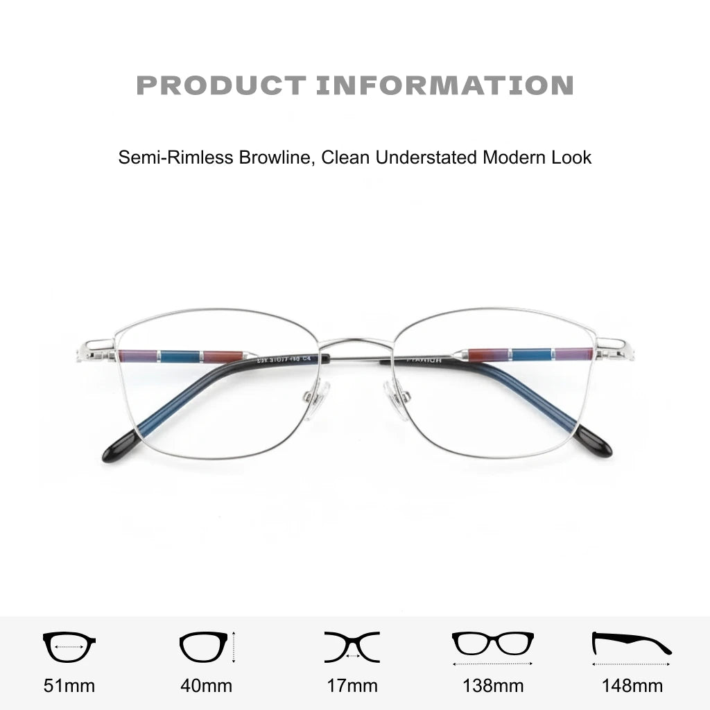 Cat Eye Titanium Eyeglasses - Ultra Light Anti Blue Light