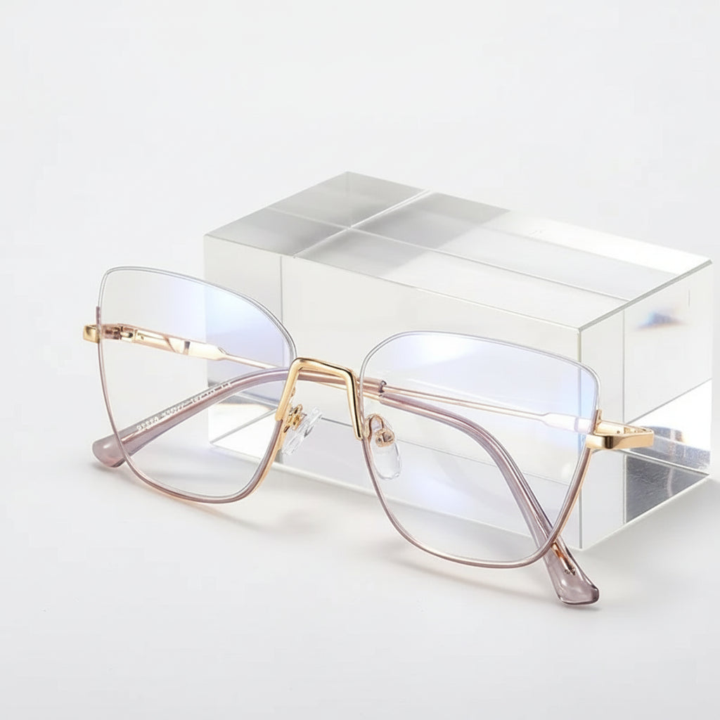 Retro Half-Frame Anti-Blue Light Eyeglasses