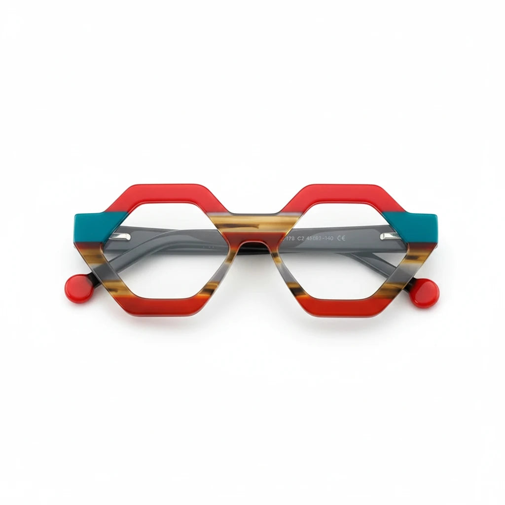 Retro Polygonal Acetate Eyeglass Frame - Unisex Optical Prescription Glasses