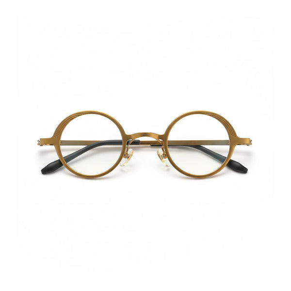 Monture de Lunettes Rondes Rétro en Métal avec Anti-Lumière Bleue
