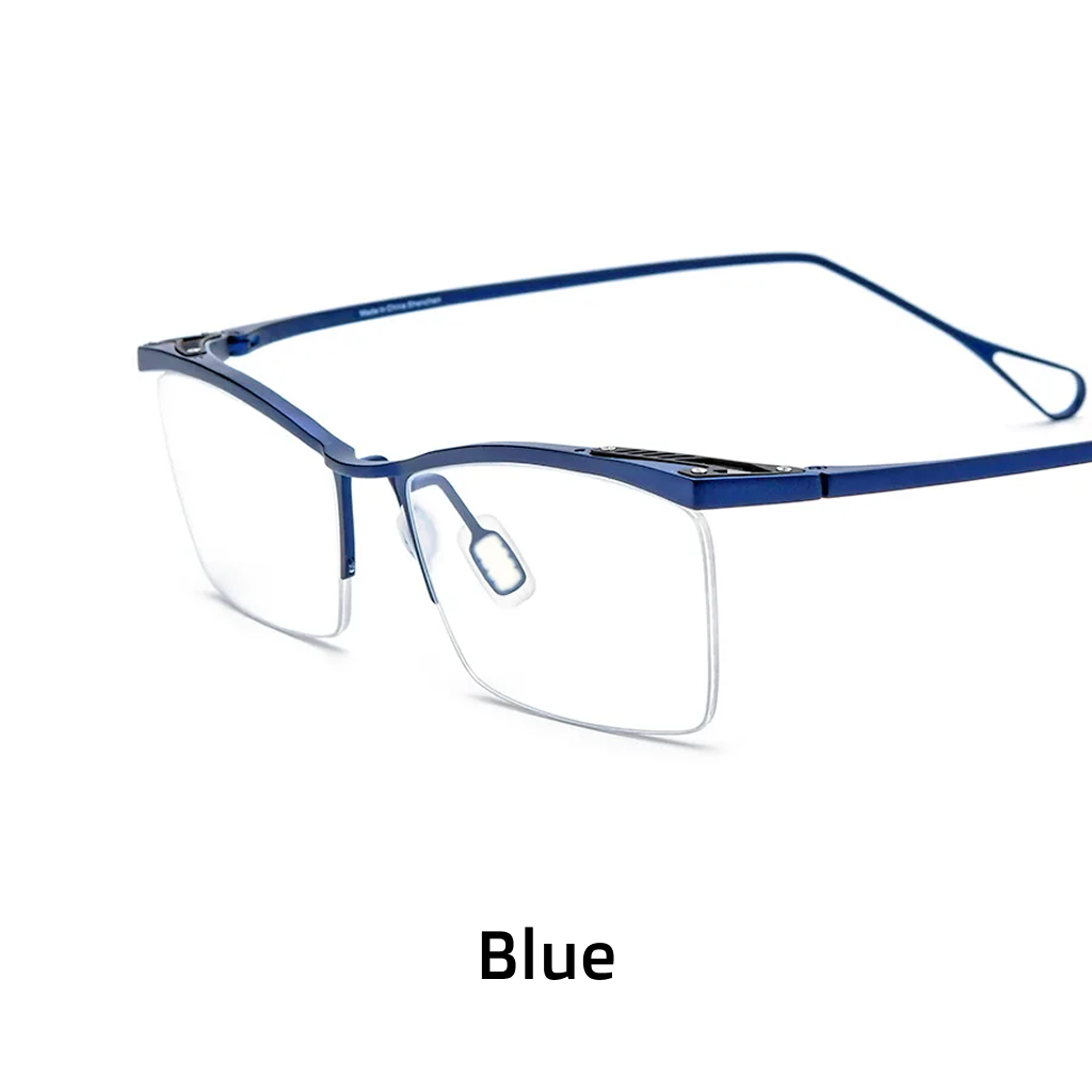 Titanium Semi-Rimless Square Optical Frames – Unisex Prescription Eyeglasses