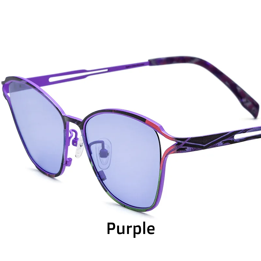 Cat Eye Titanium Polarized Sunglasses UV400 Spliced Color
