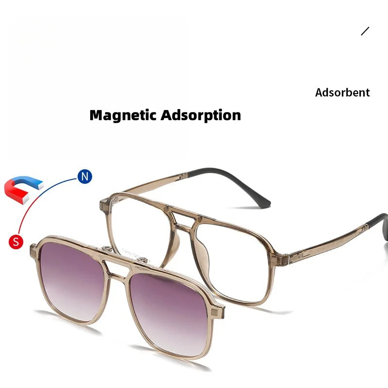 Magnetic 2-in-1 Prescription Glasses with Clip-On Sunglasses