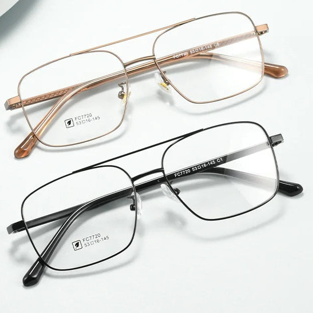 Retro Double Beam Alloy Eyeglass Frame - Ultra Light Optical Prescription Frame 7720CF