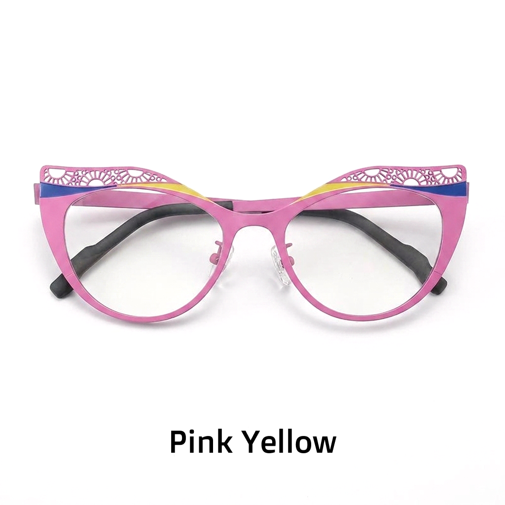 Titanium Cat Eye Optical Glasses Frame – Two-Tone Color Block Unisex