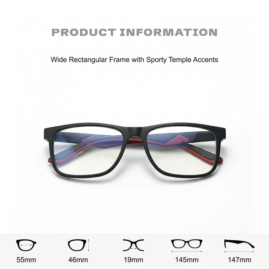 TR90 Ultra-Light Sports Glasses Frame - Square Design for Men