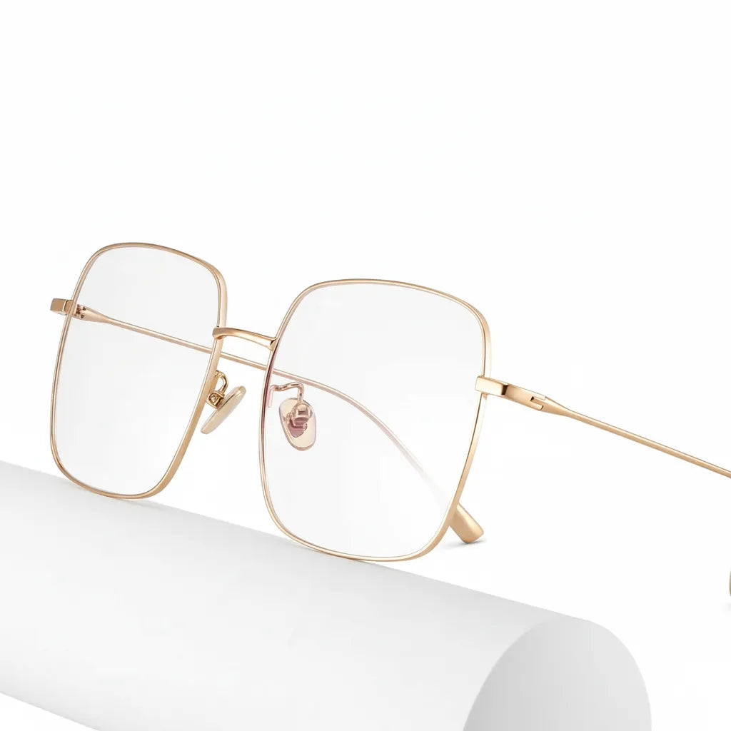 Ultraleichter Titan-Brillenrahmen – große quadratische optische Anti-Blaulicht-Brille für Damen B1134