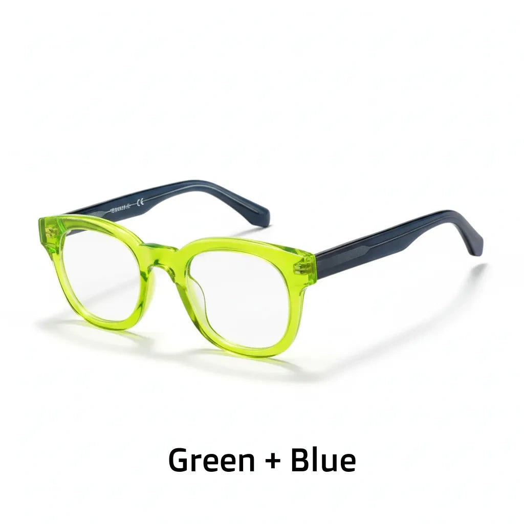 Retro Round Acetate Eyeglass Frames - Unisex Prescription Ready