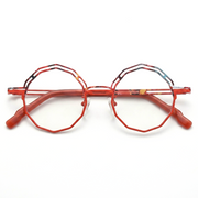 Titanium Polygon Optical Frames – Unisex Color-Spliced Prescription Eyeglasses