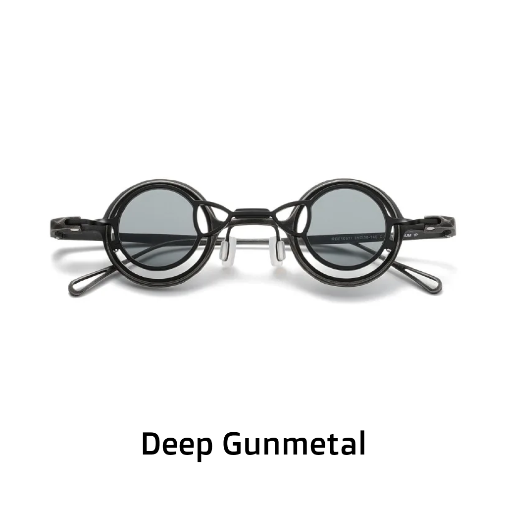 Titanium Optical Frame with Magnetic Polarized Clip-On — Round