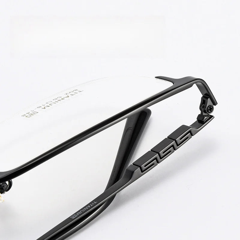 Pure Titanium Half Frame Square Eyeglasses - Business Optical Prescription Frame