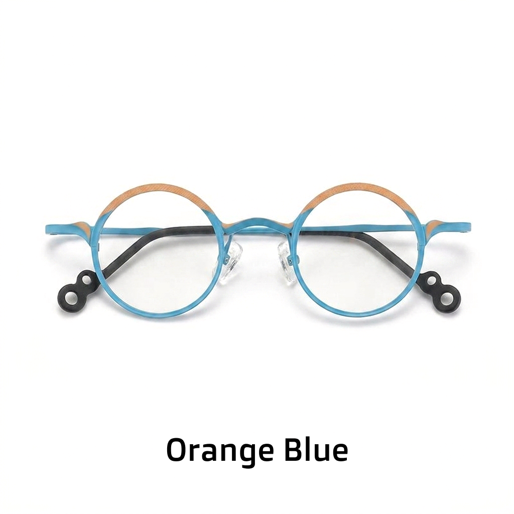 Lunettes rondes en pur titane ultra-léger, une pièce de créateur rétro tendance aux verres photochromiques artistiques.