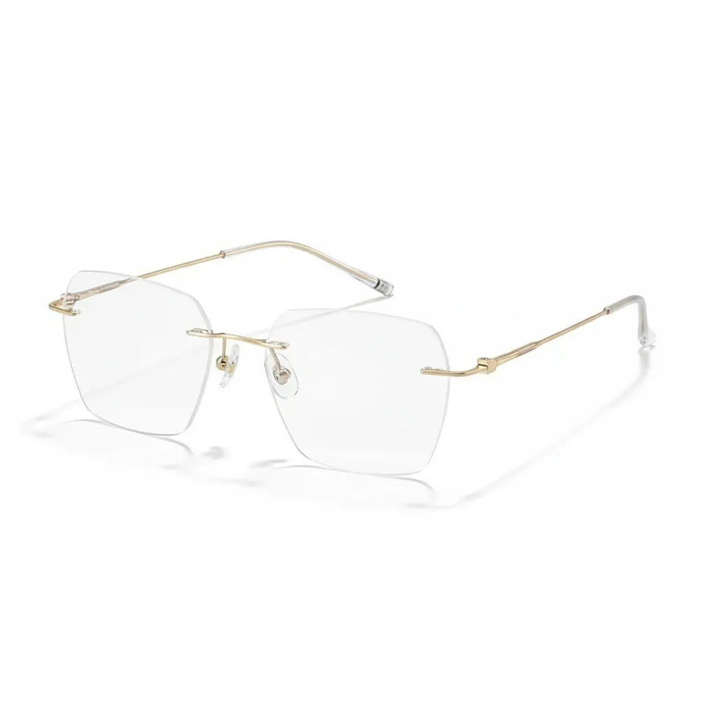 Pure Titanium Polygonal Frameless Eyeglasses - Ultra Light Optical Frame
