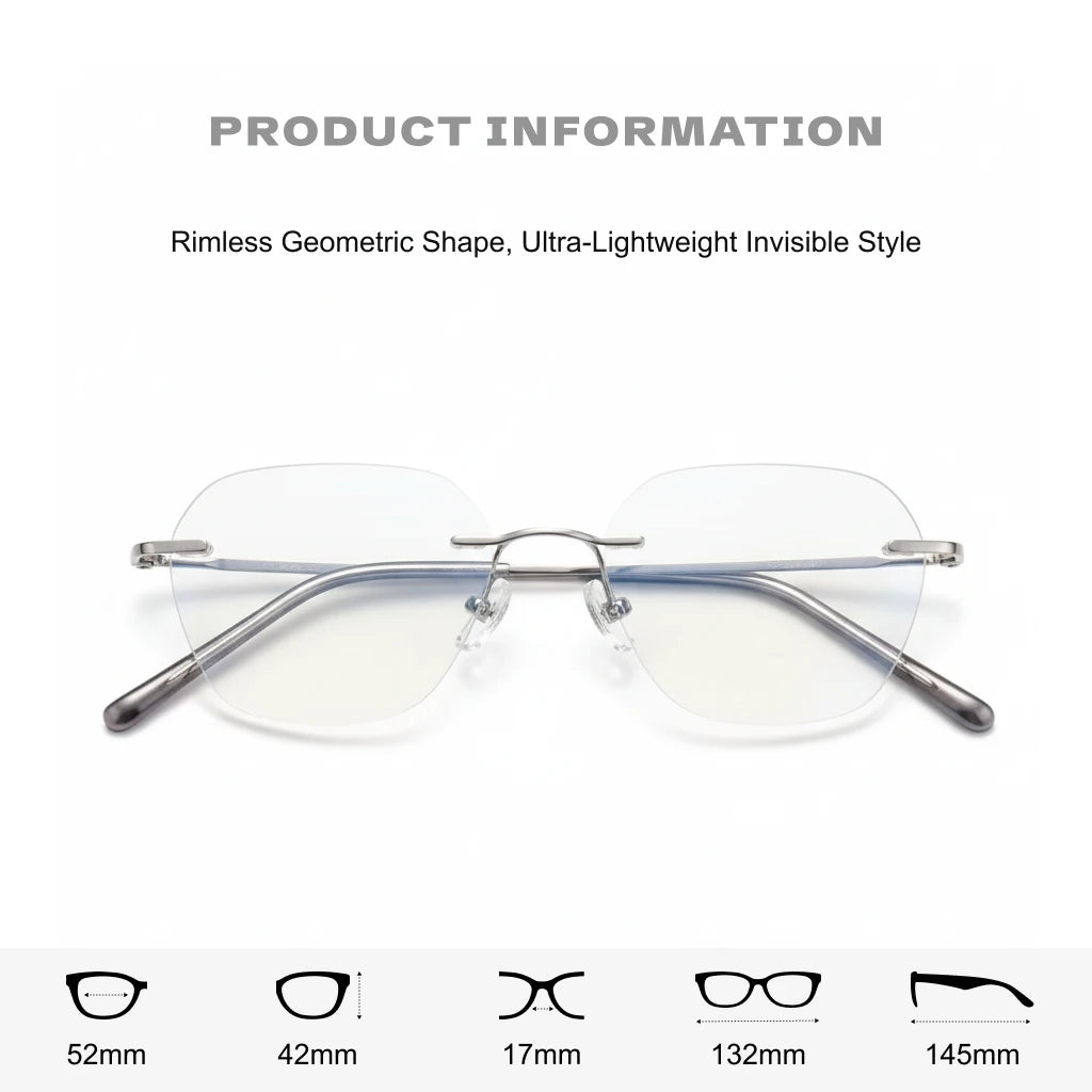 Ultra Light Titanium Frameless Eyeglass Frame - Retro Optical Prescription