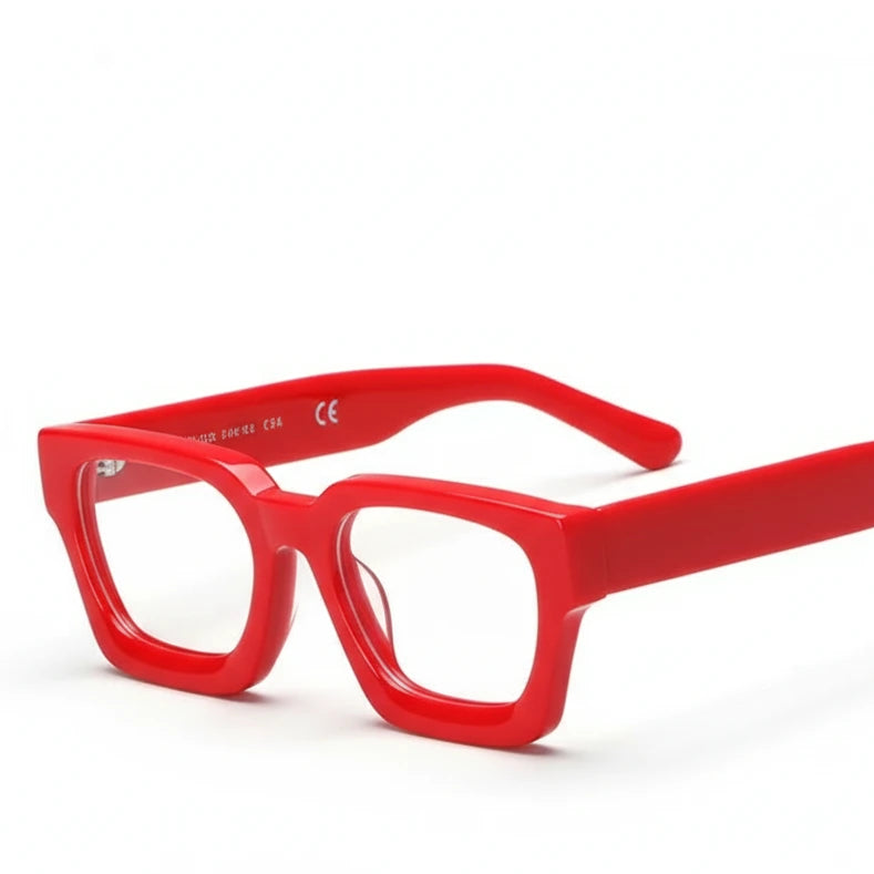 Retro Square Acetate Eyeglass Frame - Unisex Optical Prescription Glasses