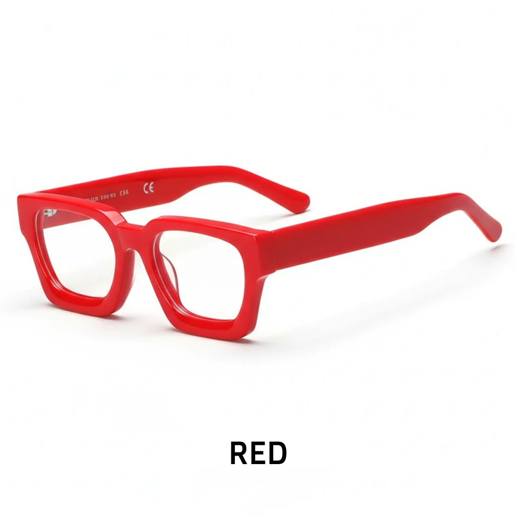 Retro Square Acetate Eyeglass Frame - Unisex Optical Prescription Glasses