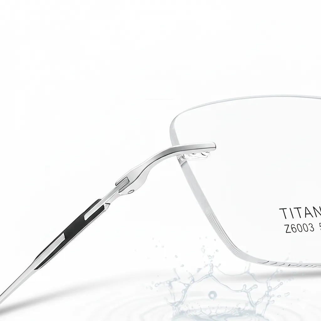 Pure Titanium Frameless Glasses - Retro Square Optical Frame Model 6003