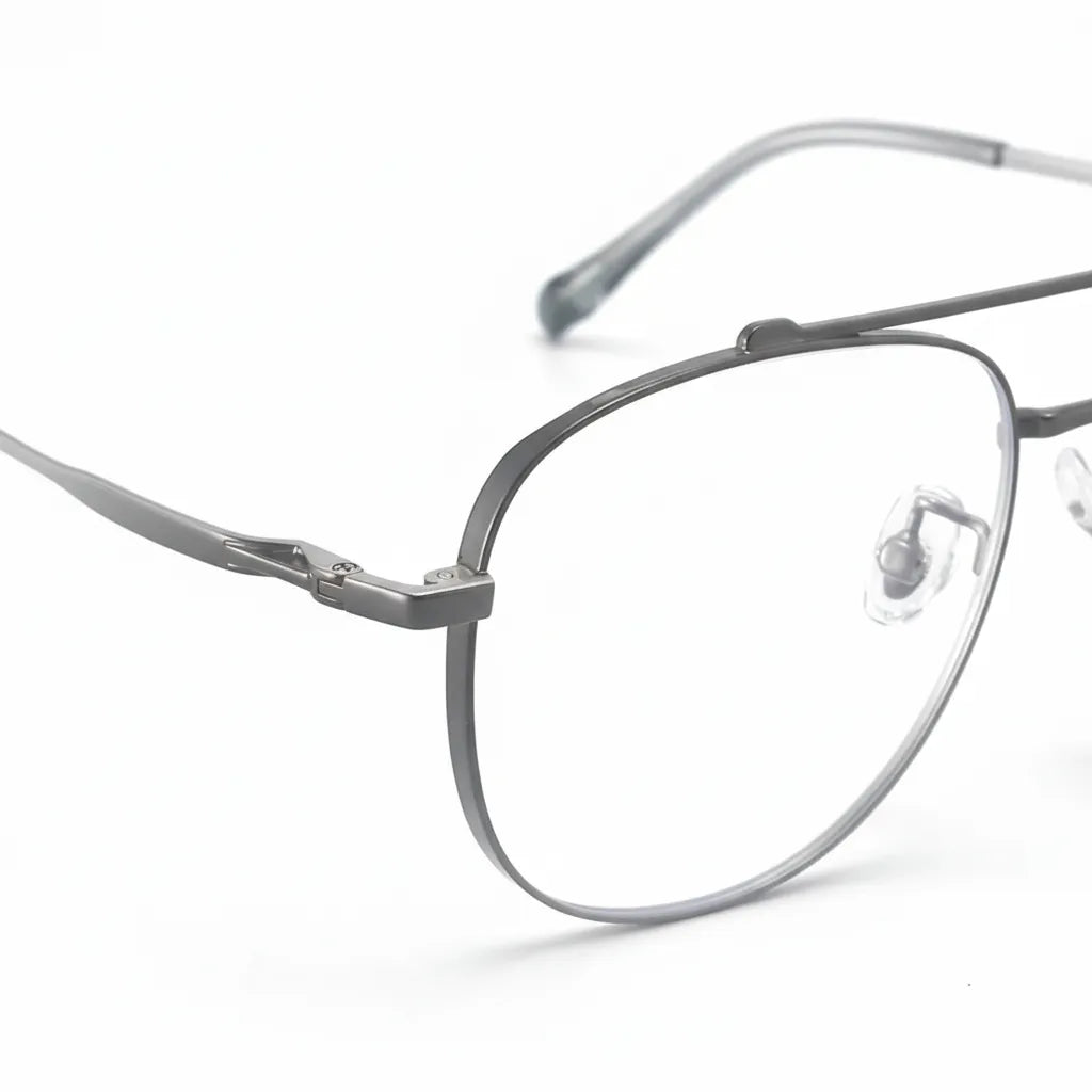Pure Titanium Polygonal Eyeglasses Frame - Retro Double Beam Design