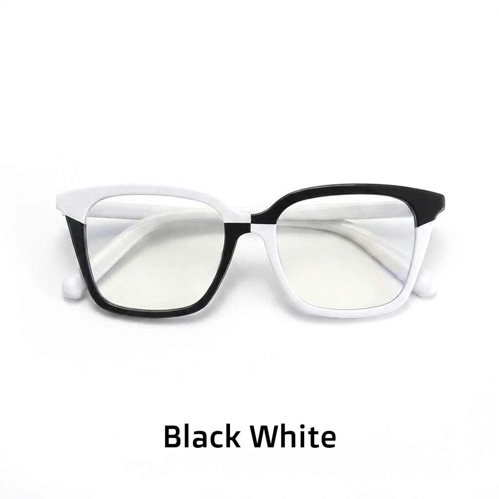 Kleine und einzigartige quadratische, gespleißte Farbbrille mit Retro-Modetrend und großem Rahmen für Pendler mit optischer Sehstärke