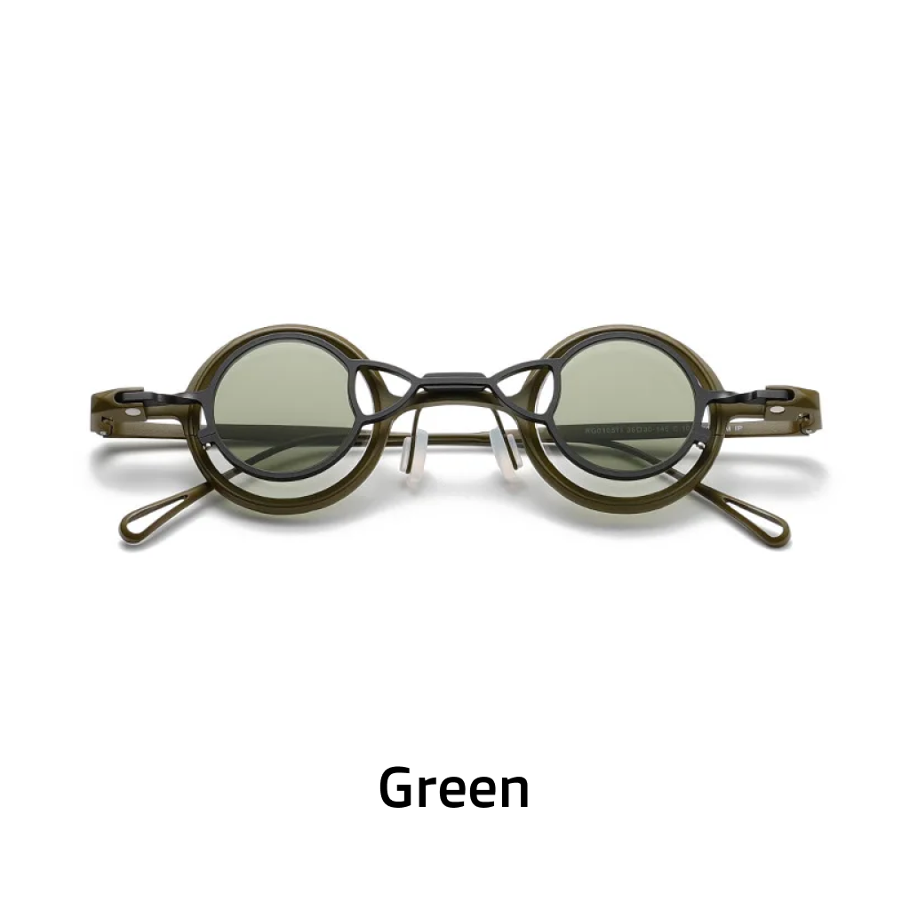 Titanium Optical Frame with Magnetic Polarized Clip-On — Round