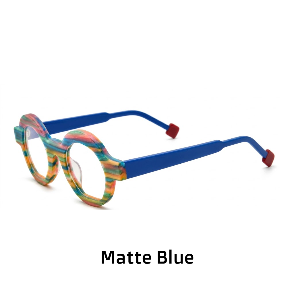 Round Acetate Eyeglass Frames – Wide Edge Multicolor Matte