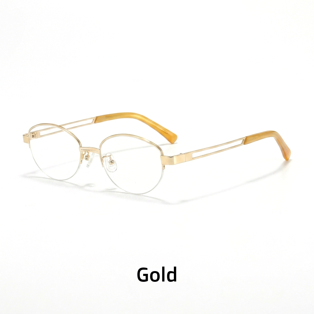 Ovale optische Halbrahmenbrille aus Titan