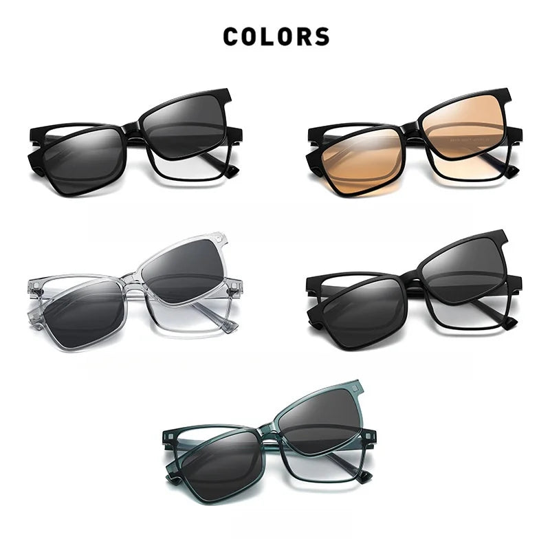 2-in-1 Magnetic Clip-On Polarized Sunglasses - TR90 Optical Frame