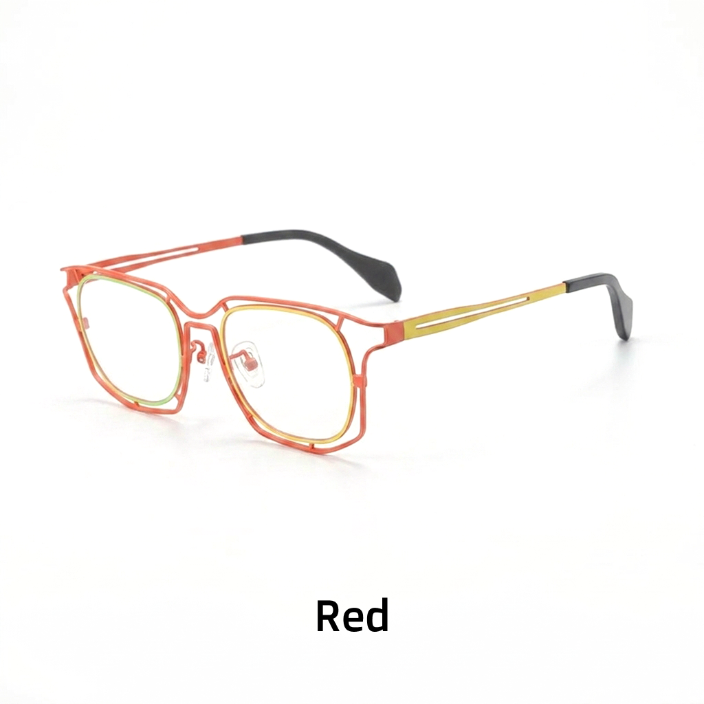 Monture de lunettes de myopie carrée en pur titane ultra-léger de couleur, lunettes optiques rétro à grande monture personnalisées et tendance