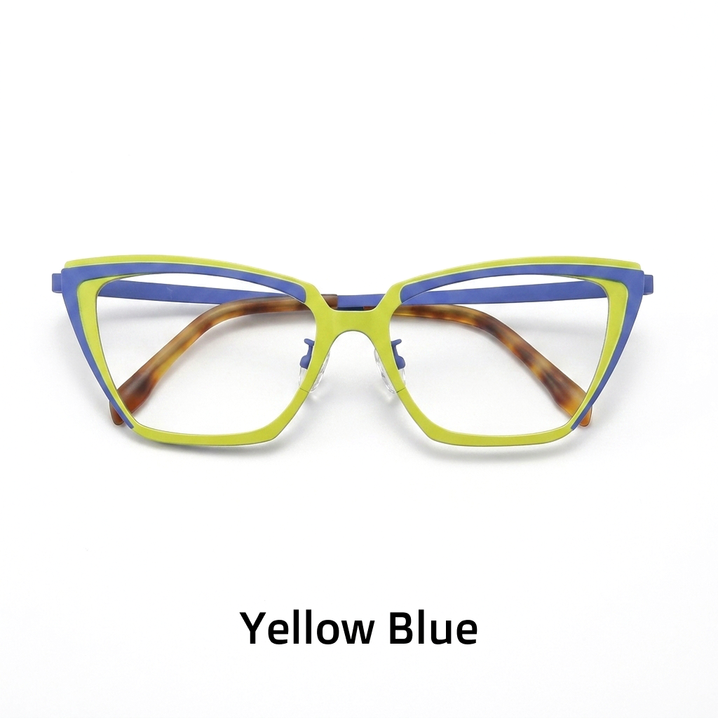 Titanium Cat-Eye Optical Frames – Dual-Tone Unisex Prescription Eyeglasses