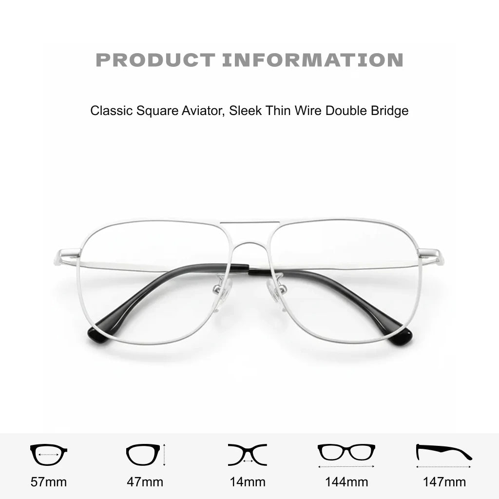 Ultra-Light Titanium Double-Beam Optical Glasses Frame with Anti-Blue Light