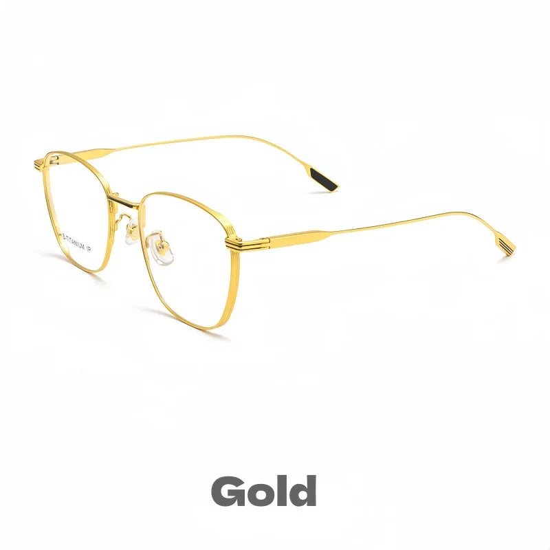 Large Face Titanium Glasses Frame - Retro Polygonal Optical Prescription Eyewear